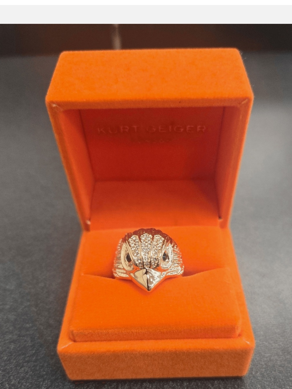 Kurt Geiger Gold-Tone Pavé Eagle Head Ring